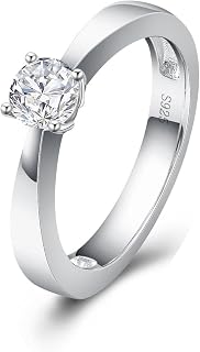 Aienid Stackable Ring with Stone Moissanite Ring Vintage White Gold Round Size 4 Popular for Lesbian Anniversary Jewelry