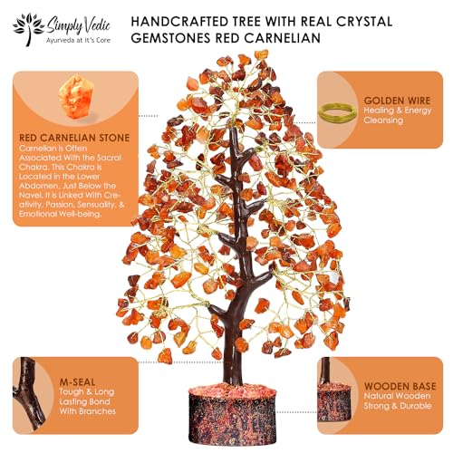 Simply Vedic 7 Chakra Crystal Tree of Life| for Positive Energy, Good Luck, Chakra Activation| Natural Healing Gemstones MoneyTree Feng Shui, Spiritual Gift, Home Decor| Handmade by Traditional Artist