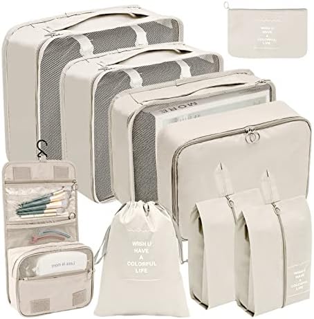 BRAQ 9 Pcs Travel Packing Organizers Travel Packing Cubes for Suitcase Set Luggage Organizers for Suitcase Lightweight Travel Essential Bag with Large Toiletries Bag for Clothes Shoes