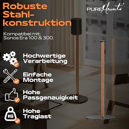 Soporte de altavoz con gestion de cables interna y base estable negra de 5kg para Sonos 7