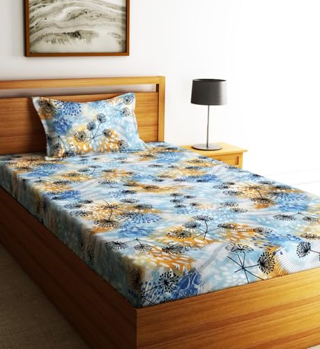 Image of Home Sizzler 210TC Floral Fusion Single Bedsheet with 1 Pillow Cover