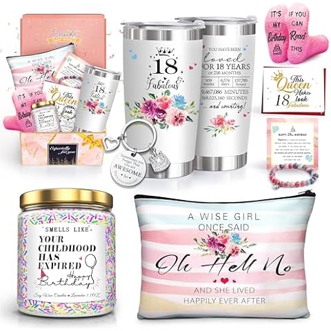ShinnyWis 18th Birthday Gifts for Girls,18th Birthday Decorations for Girls Daughter Sister Her Girlfriend,Tumblers Gifts Set for 18 Year Old Girl Birthday Gifts Ideas Cover