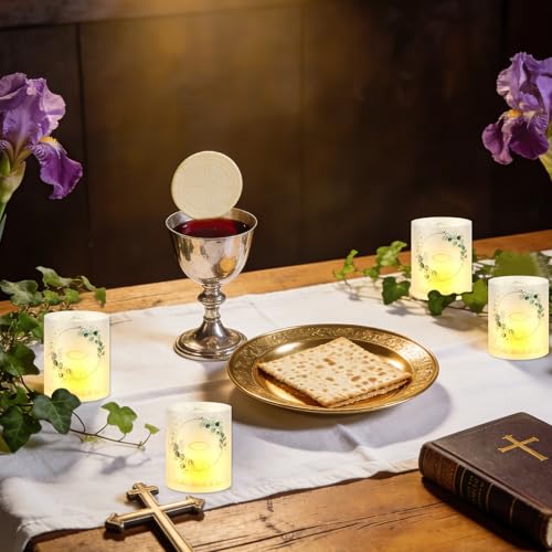 12 Stück Windlicht Tischlicht deko, Konfirmation Deko, Fisch Erstkommunion windlichter, Tischdeko für Taufe Kommunion Hochzeit oder LED-Kerzen Taufe