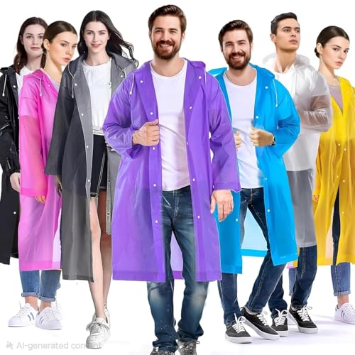 Image of Waterproof Rain Coat Hooded Universal Outdoor Water Resistant Portable Suit for Men,Women Boys & Girls (Universal Size,Multicolor, Unit Count 1)
