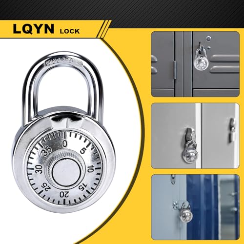 Image of Combination Lock, LQYN Standard Dial Combination Lock, Pack of 48; Silver Turnplate, 2 in. Wide, Fixed Three Digital Combination, for School, Gym & Locker, Toolbox, Gate