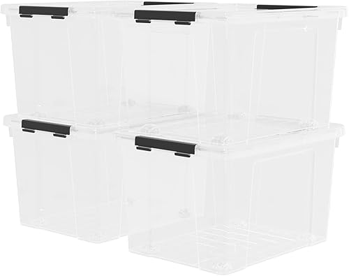 Miniatura 2 de Neadas Contenedor de plástico de 40 cuartos de galón con ruedas, contenedor de almacenamiento transparente, paquete de 4