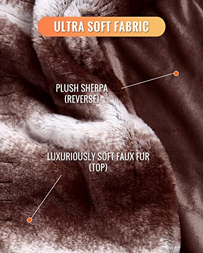 Heated Blanket Electric Throw Faux Fur 50" X 60" Size Low Voltage, Soft Warm Fast Heating Blanket For Bed & Couch With 4 Heating Levels & 2-4-8-10 Hour Auto Shut, Machine Washable (Chocolate) #TOP3
