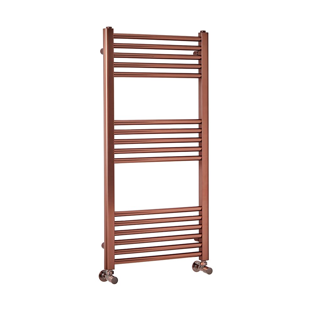 Milano Brown/Copper Orelia - Brushed Flat Heated Towel Rail - 1000Mm X 500Mm