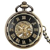 Vintage-Stil: Die auffällige klassische Taschenuhr im Retro-Skelett-Design kann durch das Uhrwerk sehen.Diese Vintage-Taschenuhr ist ein ideales Accessoire für Vintage-Uhren.Sein charmantes Vintage-Design und das einzigartige ausgehöhlte Zifferblatt verleihen Ihrem Alltag und Ihrer Mode einen unbestreitbaren Stil.