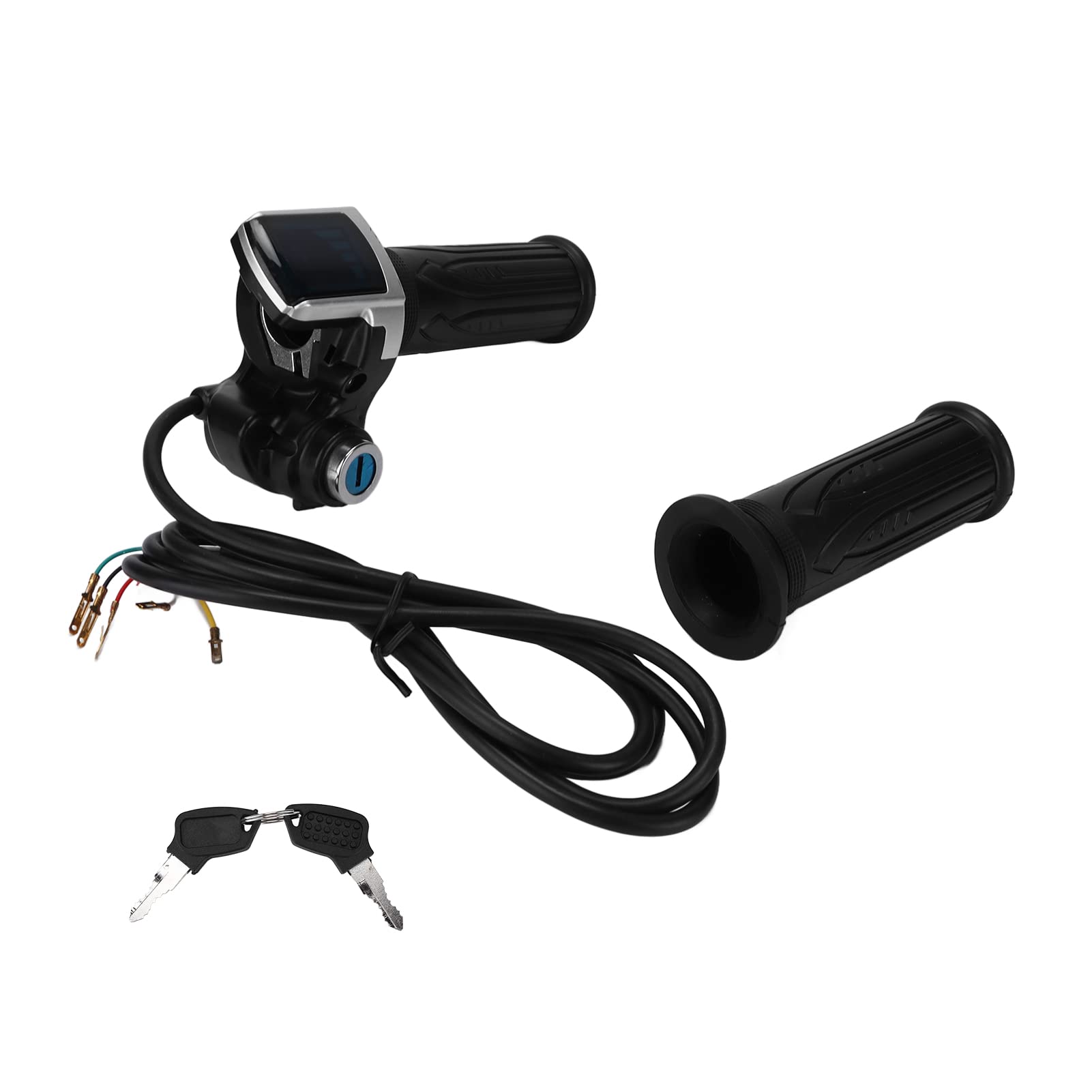 24 V Drosselgriff mit LED-Startanzeige und 2 Schlüsseln, elektrischer Gasgriff für E-Bikes und Roller, ergonomisches Design aus ABS