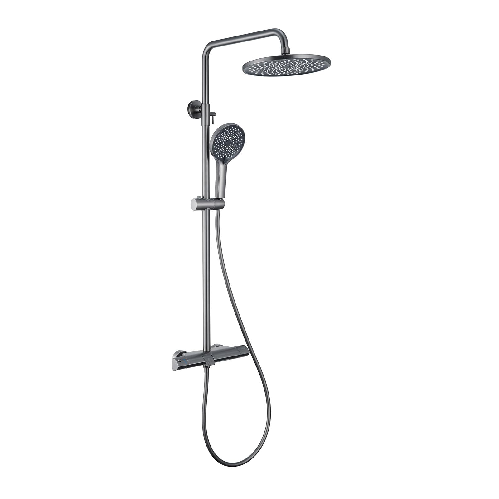 Colonne de Douche Thermostatique, Système de Douche avec Douchette à 3 Modes, Ensemble de Douche avec Flexible 150cm PVC, Sortie d'eau Inférieure Caché, Hauteur et Angle réglables Kit Douche