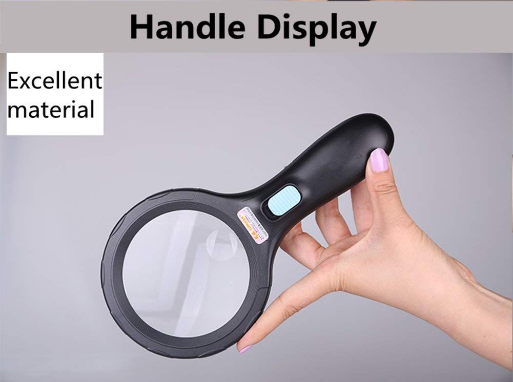 Lupa de Mano con luz LED, Aumento de 10 x 5 x, diámetro de Lente óptica de 90 mm, para Ancianos y Ancianos, Lectura de periódicos, Manualidades, reparación de lupas Learned extensively
