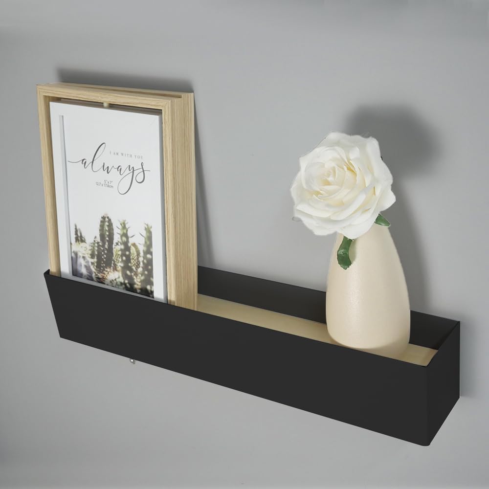 Appendiabiti da parete con ripiano, portachiavi con ripiano, 43,5 cm, moderno portachiavi come corridoio per la parete, per corridoio, camera da letto e soggiorno (nero)