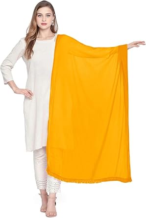 DUPATTA BAZAAR Womans Mango Yellow Chiffon Dupatta Free Size...