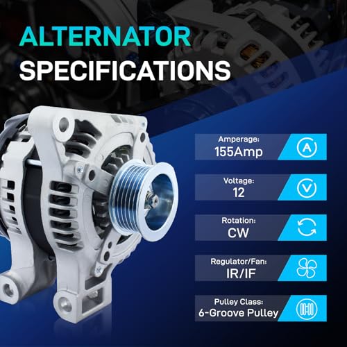 Image of New Alternator Compatible with Chevy 08-09 13-16 3.6 Equinox, 2008-2012 Malibu, 2013-2017 GMC Terrain, 2008 2009 Pontiac Torrent Saturn Aura, 2007-2009 Suzuki XL-7, 2008-2010 Vue 1042102890, 11250N