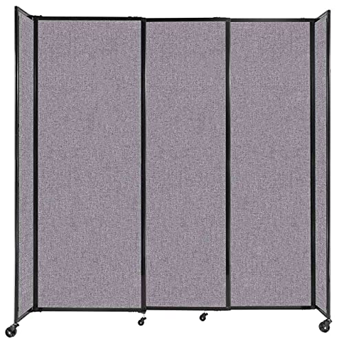 Versare Straightwall Sliding Portable Wall Partition | Freestanding Office Dividers | Locking Wheels | Temporary Room Separator | 7'2'' Wide X 7'6'' Tall Cloud Gray Fabric Panels #TOP11