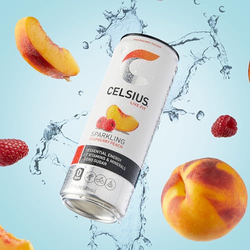 Image of CELSIUS Sparkling Raspberry Peach, Sugar Free Energy Drink, 12 Fl Oz (Pack of 12)