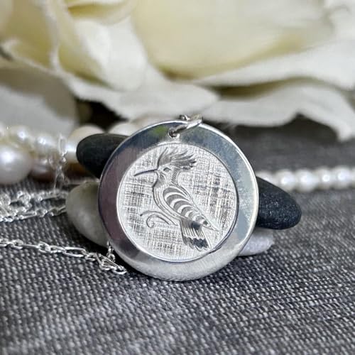 Collier disque argent 925 médaillon gravé oiseaux avec chaîne 45 cm LKBEADS - 2
