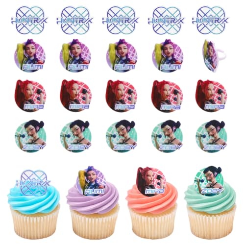 KPop Demon Hunters HUNTR/X Cupcake Toppers | 24 Pack Party Decoration Rings