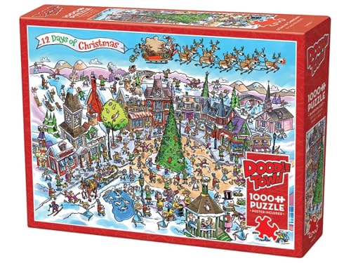 Cobble Hill 1000 Piece Puzzle - DoodleTown: 12 Days of Christmas - Sample Poster Included