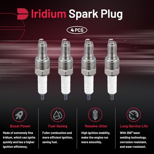 Image of BDFHYK 3797 Iridium Spark Plugs Compatible with Honda CB1 CB900F CRF150R CRF150RB Interceptor VTR Magna 750 Metropolitan 50 PCX150 Ruckus 50 SH150i Silver Wing 600 ST1100 ST1100AL CR8EHIX-9 Set of 4