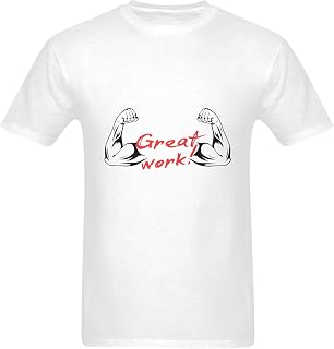 Muscle Arms Great Work Mens Graphic Tees Crewneck Tops Short Sleeve T Shirt Cotton Shirts