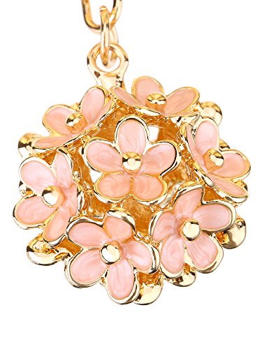 Mtlee Flowers Ball Keychain And Sweet Love Heart Rose Flower Crystal Keyring, 2 Pieces, Multicolor, Medium #TOP3