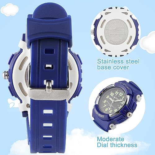 juboos kids watch analog with 7 colorful night lights boys girls waterproof soft strap kids time teaching quartz wristwatch for ages 5-18