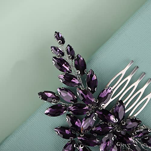 Kercisbeauty Wedding Bridal Purple Crystal Vintage Gold Hair Comb For Women Girls Ladies Special Occasion Dressy Handmade Hair Jewelry (Violet) #TOP2