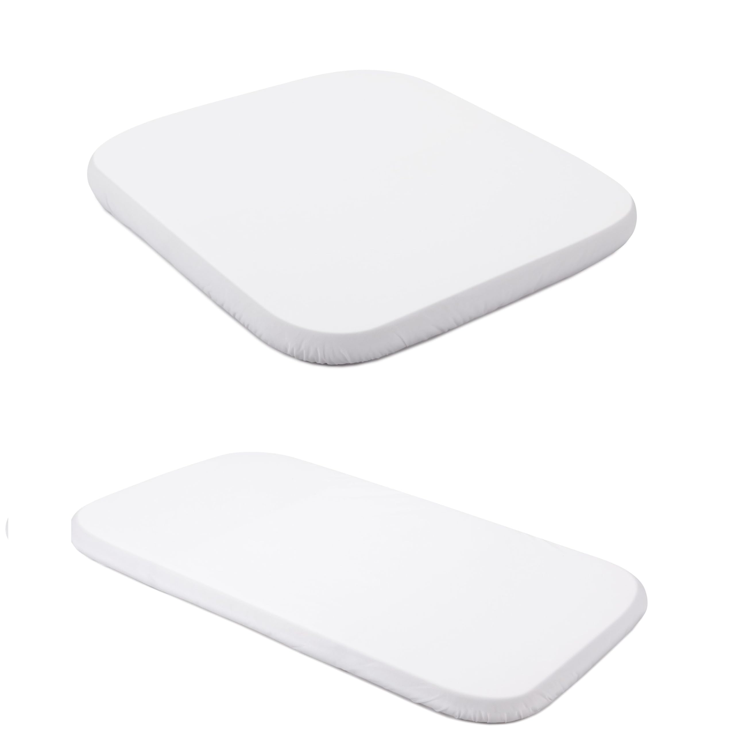 Lenzuolo con angoli Waldin, confezione da 2, piccolo e grande, per lettino 7in1 - biancheria da letto per lettino per bambini - cotone facile da pulire, super morbido e resistente, bianco