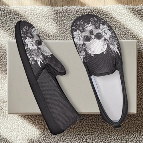 Howilath Gothic Skull Print Flat Mesh Shoes Women Slip on Loafers Casual Breathable Shoes with EVA Sole2