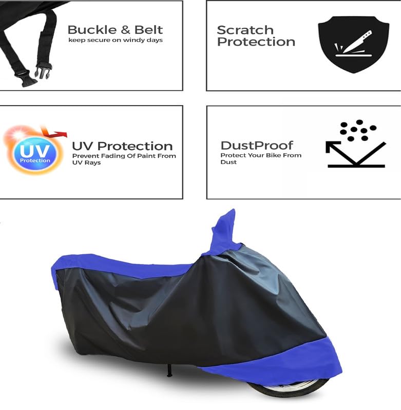 Image of Waterproof Scooty Cover for KOMAKI X ONE with Mirror Pockets (for All KOMAKI SCOOTY Old and NEW Models) Heavy-Duty Belt & Buckle Lock Triple Stitching All Weather Protection