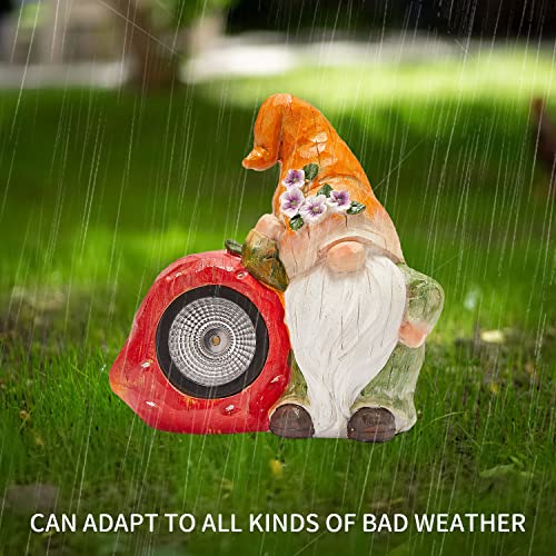 2 Stück Solar-Zwerg-Lichter, Garten-Harz-LED-Strahler für den Außenbereich, Wege, Hof, solarbetrieben, wasserdicht, dekorative Statuen, Figur für Landschaftsdekoration