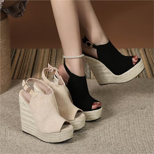 Summer Peep Toe Wedges Sandals For Women Fashion Buckle Strap Platform 14cm2