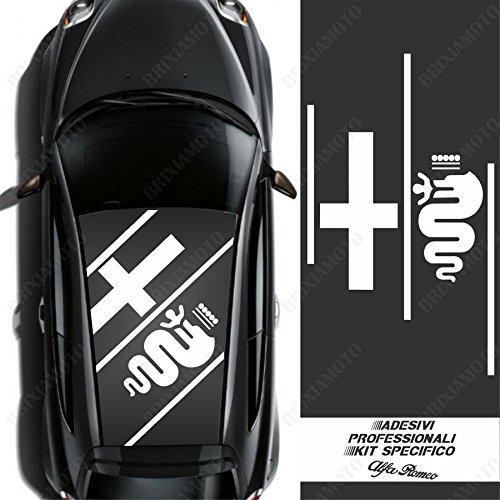 ADESIVO TETTO LOGO COMPATIBILE CON ALFA ROMEO RACING PER GIULIETTA 147 MITO BIANCO