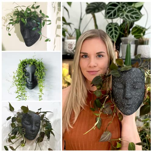 Bossa Linda Wall Planter | 7 Colors Avail | Unique Face Planters Pots Head Planter - Plant Gifts For Indoor Plant Lovers Gift Ideas - Face Planter Gifts For Plant Lovers, Succulent Plant Gift - Black #TOP2