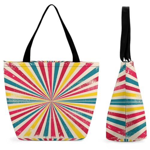 Sac à main pour femme avec rayures : sac à bandoulière grand format idéal voyage et cours