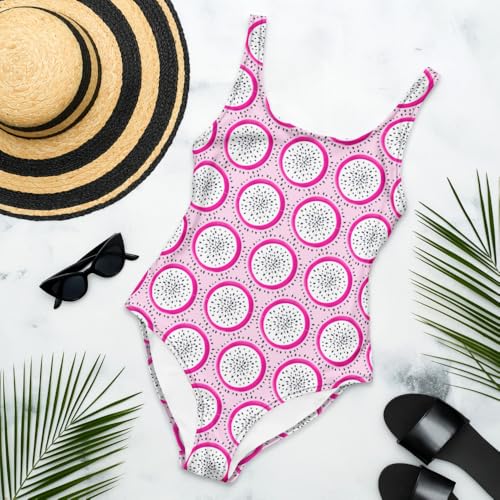 Dragon Fruit Swimsuit, Pink Tropical One-Piece