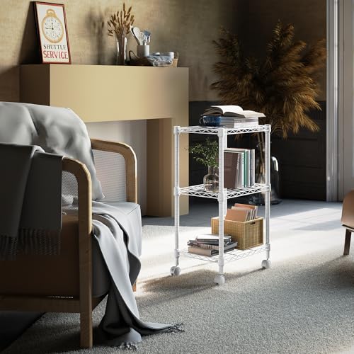 M MZG 3-stufiges Metallregal, Regal bis 340.5 kg, platzsparendes Aufbewahrungsregal für Küche, Bad, Büro, Vorratsraum und Abstellraum… – Ansicht 4