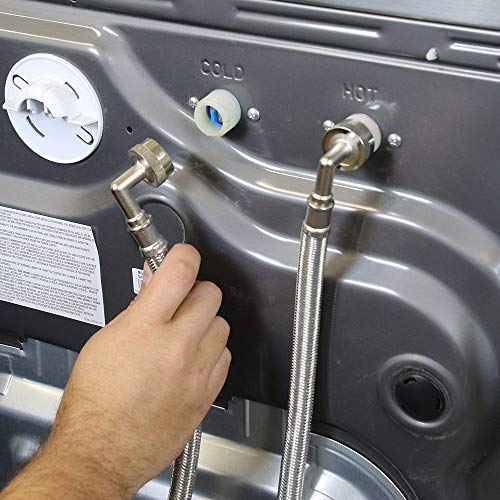 Eastman Washing Machine Connector, 3/4 Inch Fht Connection, 90 Degree Elbow, 5 Foot Braided Stainless Steel Washing Machine Hoses, 48374 #TOP4