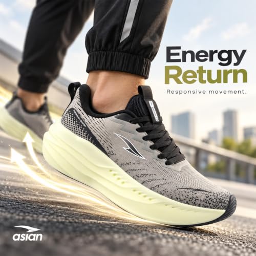 Image of ASIAN Aerofoam-01 Men's Running Shoes with Breathable Mesh Upper | Energy Return Sole, Lace-Up Fit & Lightweight Comfort