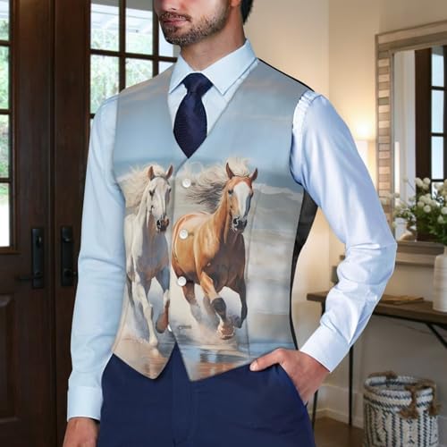 Men's Woven Cloth Suit Vest Casual Waistcoat Tuxedo Vests Sleeveless Jacket Suit Vest for Groomsman2