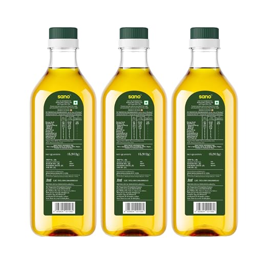 Image of Sano Pomace Olive Oil 3L Pet Bottle - Ideal For Frying, Roasting, & Sauteing | Rich Flavor & High Smoke Point | Versatile Cooking Oil For Indian Cuisine | Healthy Cooking Oil (3 Litre).