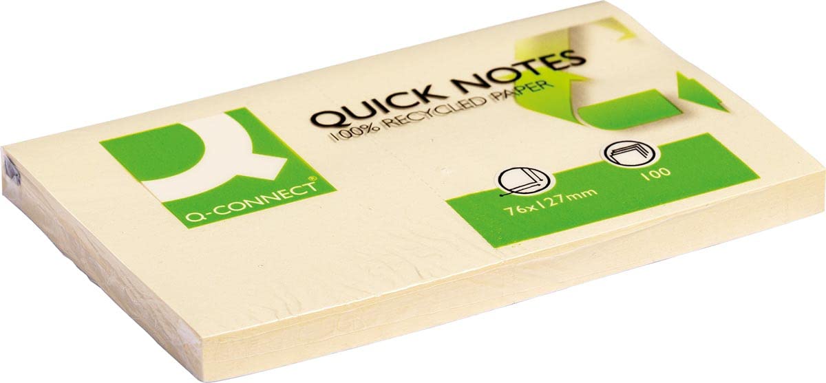 Q-Connect KF05610 Quick Note Sticky Notes Pad 76 mm x 127 mm Yellow