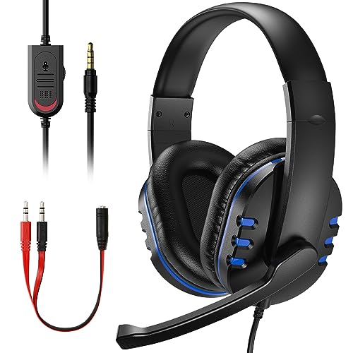 Diswoe Gaming Headset for Ps-4 Ps-5, Headset for Xbox One s 3.5mm Wired Over-head Stereo Gaming Headphone with Mic Microphone Volume Control for PC Xbox One s Tablet Laptop Smartphone