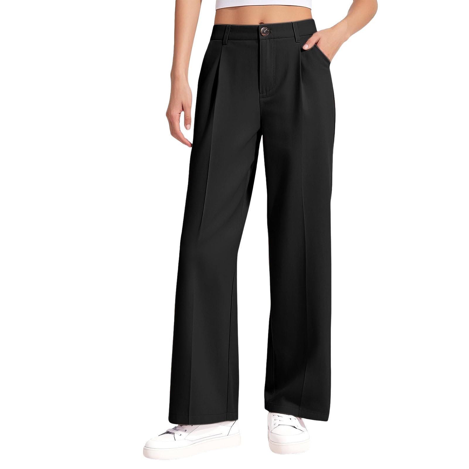 Pantalones escolares para niñas cintura media elástica uniforme con bolsillos