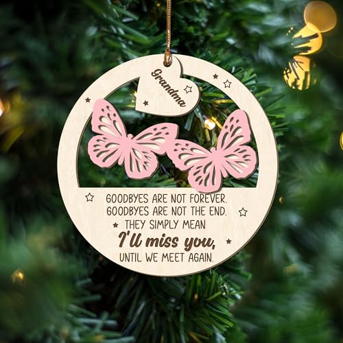 Pink Butterfly Grandma Memorial Ornament