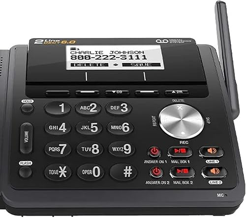 AT&T TL88102BK DECT 6.0 Teléfono inalámbrico expandible de 2 líneas con sistema de contestación y doble identificación de llamadas/llamada