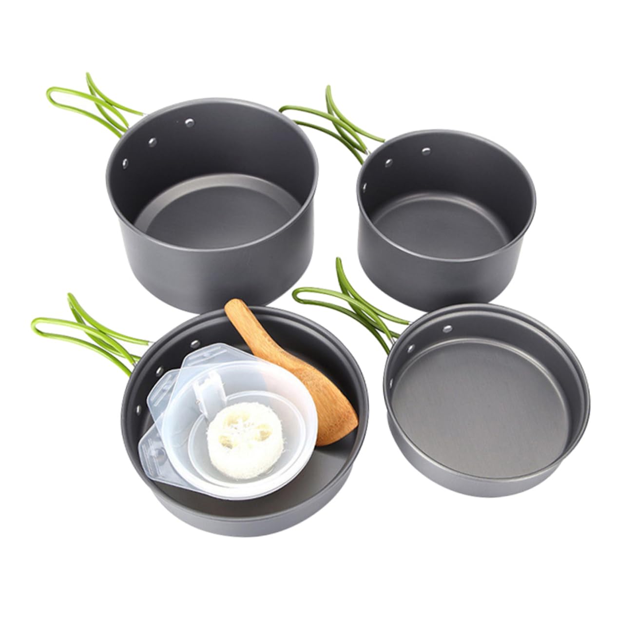 BRIGHTFUFU Camping Cookware Kit Soup Pot Pan Utensils Set Portable Outdoor Dinnerware