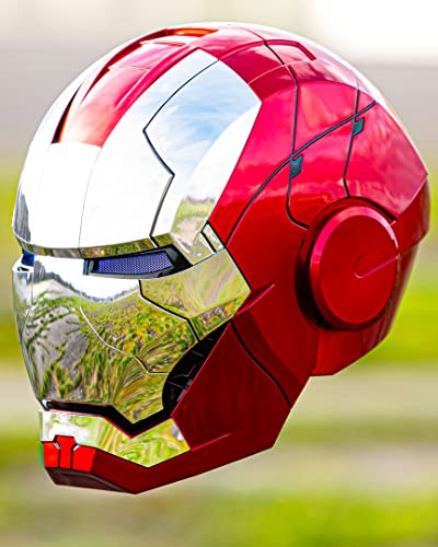 Autoking Ironman MK5 Casco Ironman Casco 1: 1,MK5 Portátil Eléctrico Apertura y Cierre Máscaras Completas para Halloween Cumpleaños Regalo Prop con Control Táctil de Voz Jarvis